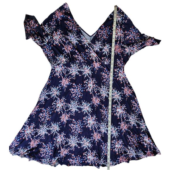 Motherhood Maternity Navy Blue Pink Polka Dot Short Sleeve V Neck Dress Sz XL - Picture 10 of 11